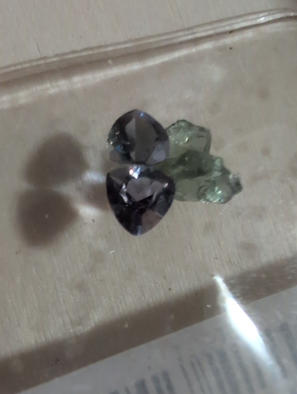 2 Iolite Faceted Gemstone Set (Plus Bonus Green Raw Crystal Set)